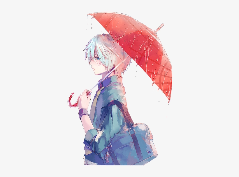 Anime, Anime Boy, And Umbrella Image - Anime Boy With White Hair And Blue Eyes, transparent png #699473