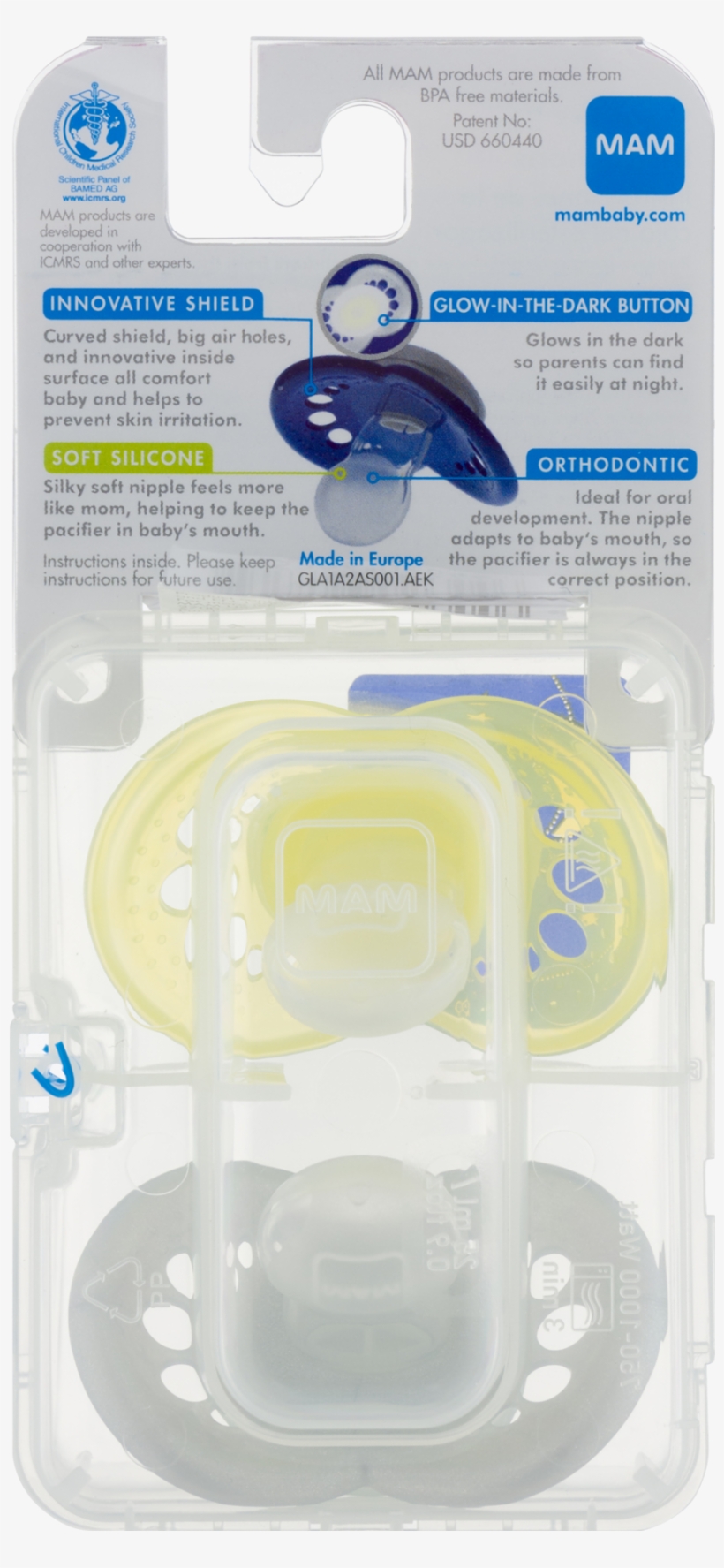 Mam Glow In The Dark Night Orthodontic Pacifier, Colors, transparent png #6900463