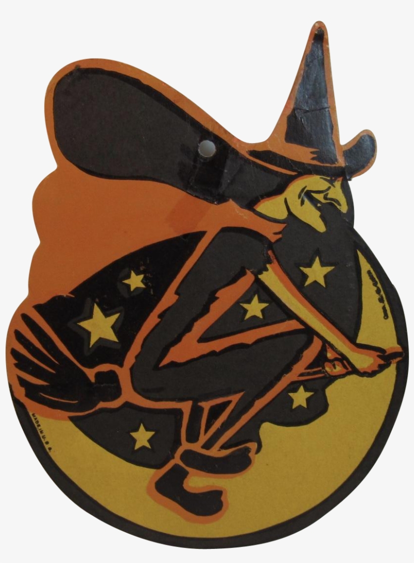 Vintage Halloween H E Luhrs Witch On Broomstick And, transparent png #6905426