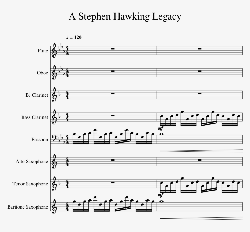 A Stephen Hawking Legacy Sheet Music For Flute, Clarinet,, transparent png #6910091