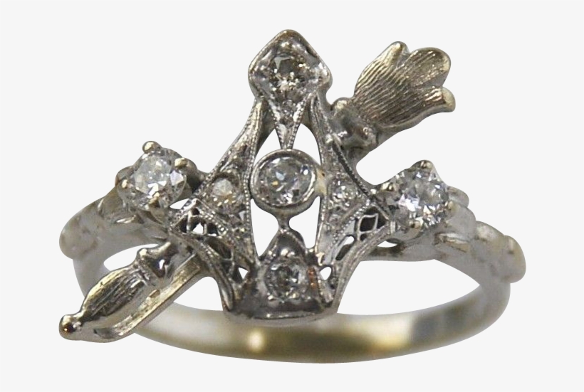 Diamond Filigree Ring14kt White Gold-crown & Scepter, transparent png #6912641
