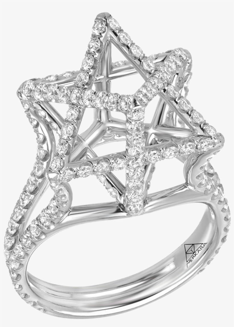 Merkaba Light Large Platinum Ring With Diamonds, transparent png #6914774