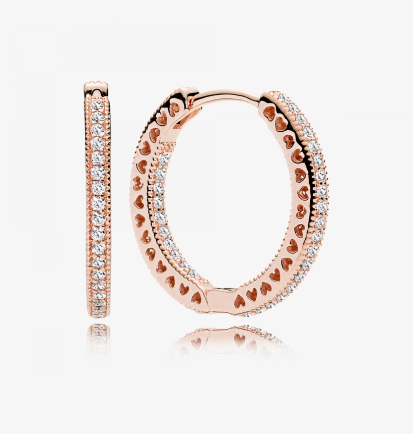 Pandora Rose Hoop Earrings With Clear Cubic Zirconia,, transparent png #6921067