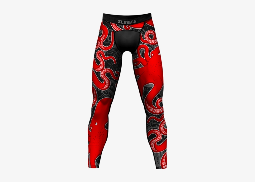 Kraken Octopus Red Black Tights For Men, transparent png #6921176