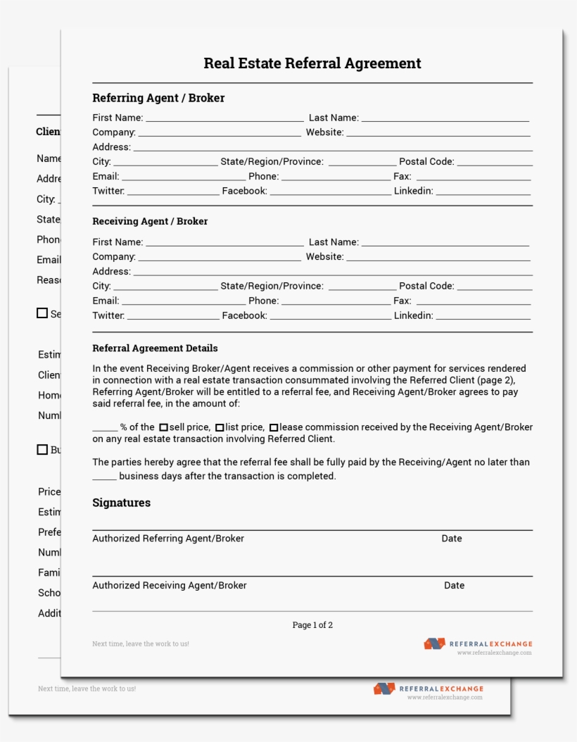 Real Estate Agent Referral Form Free Transparent PNG Download PNGkey