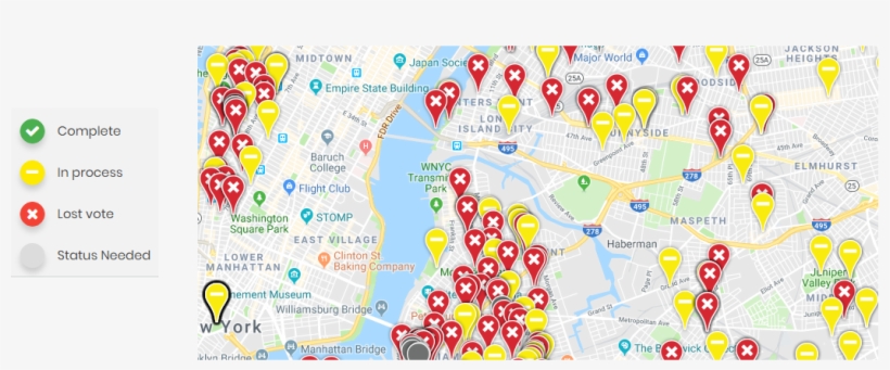 A Map Of Nyc With Pins Illustrating Projects That Have, transparent png #6928433