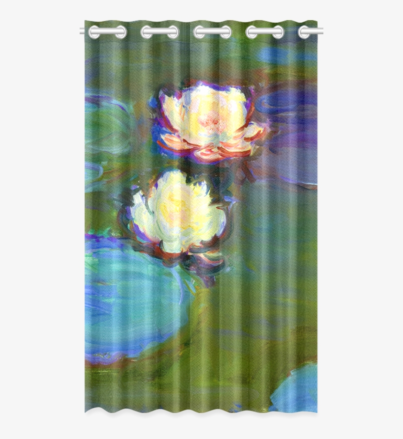 Monet Water Lilies Floral Window Curtain 50" X 84", transparent png #6930052