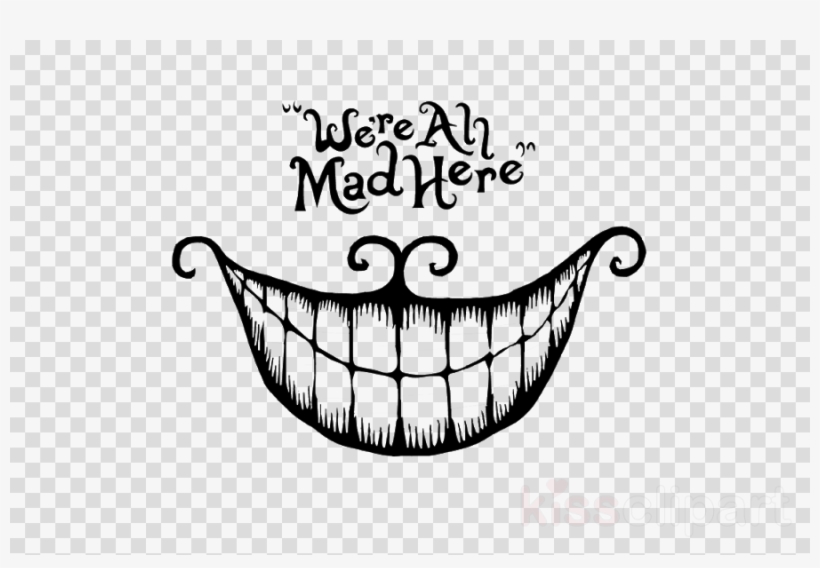 We Are All Mad Here Clipart Cheshire Cat Wall Decal, transparent png #6931635