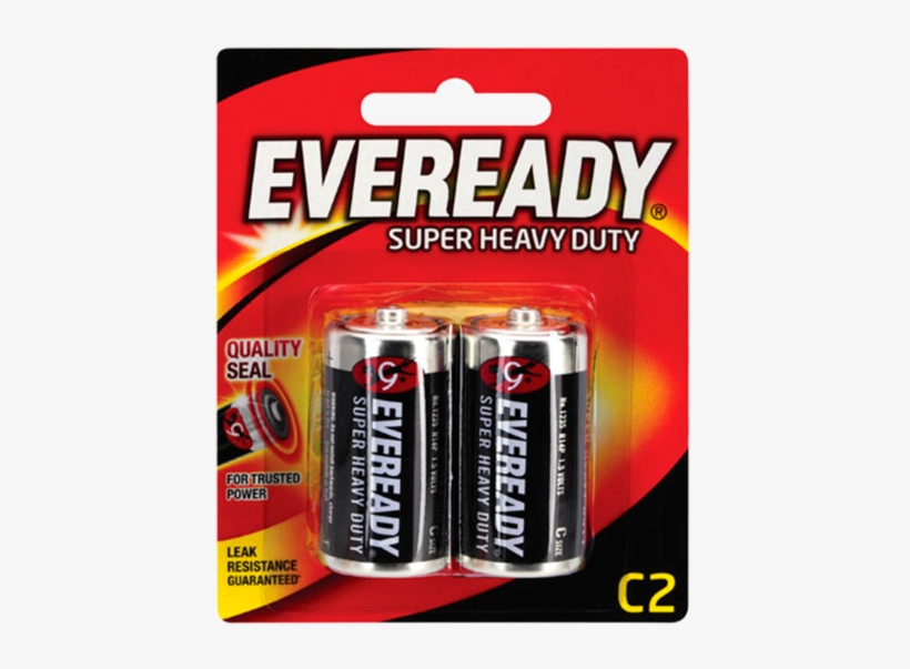Eveready Super Heavy Duty C Battery 2 Pack, transparent png #6932887