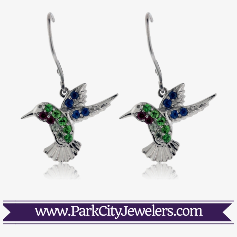 Garnet, Ruby, Sapphire Gemstone Hummingbird Earrings, transparent png #6933901