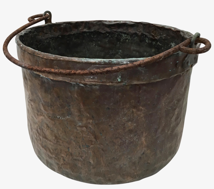 1800's Belgium Copper Cauldron Planter, transparent png #6934553