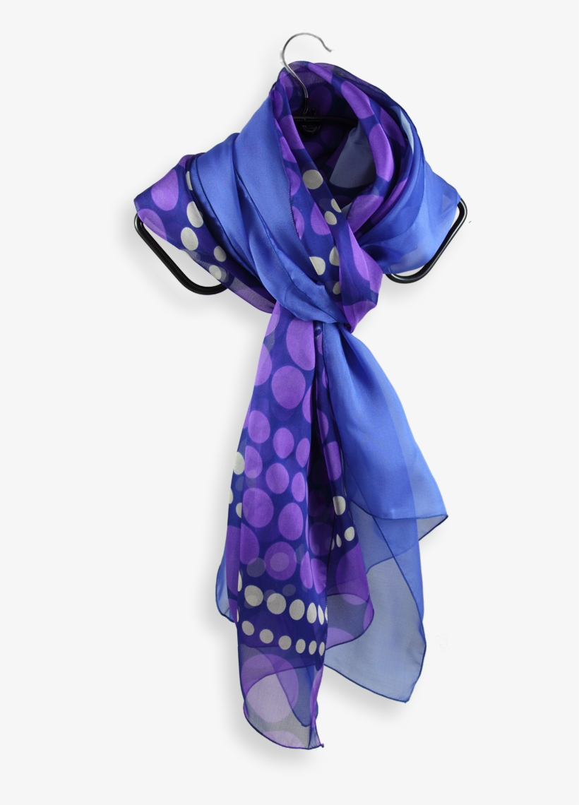 Purple Paisley Printed Silk Scarf Plain Blue Made In, transparent png #6936722