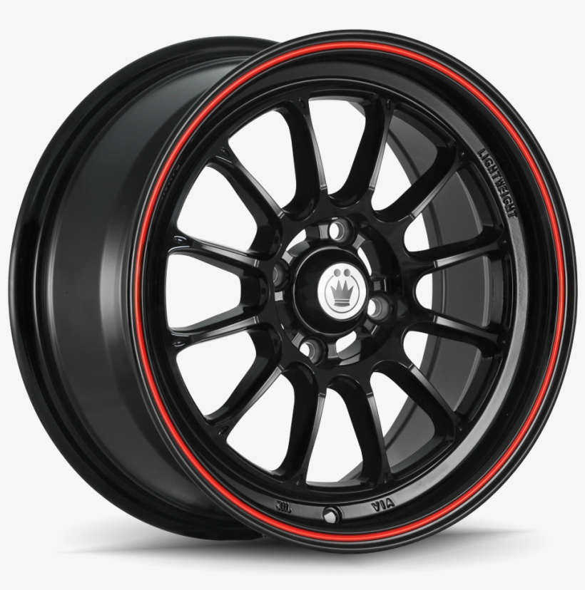 Konig Tweakd 16x7 4x100 Et40 Gloss Black W/ Red Stripe, transparent png #6937094