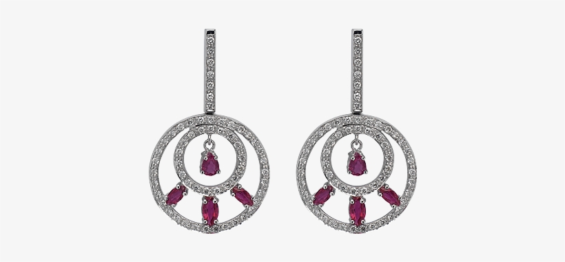 Marquise Rubies And Diamonds Drop Earrings, transparent png #6939287
