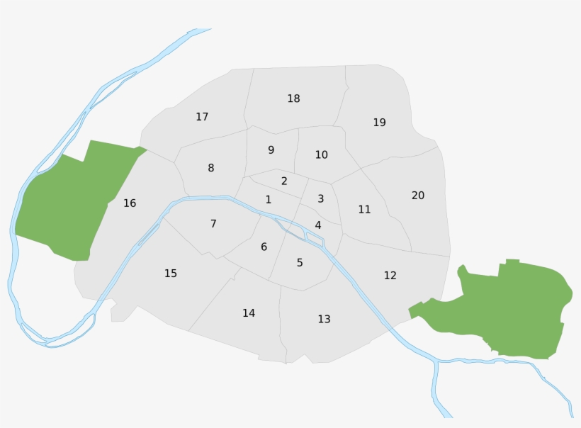 Numbered Map Of Paris With Bois De Boulogne And Bois, transparent png #6940966