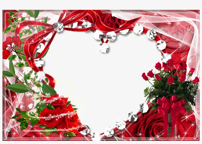 Marco De Foto Con Forma De Corazón Y Rosas, transparent png #6941136