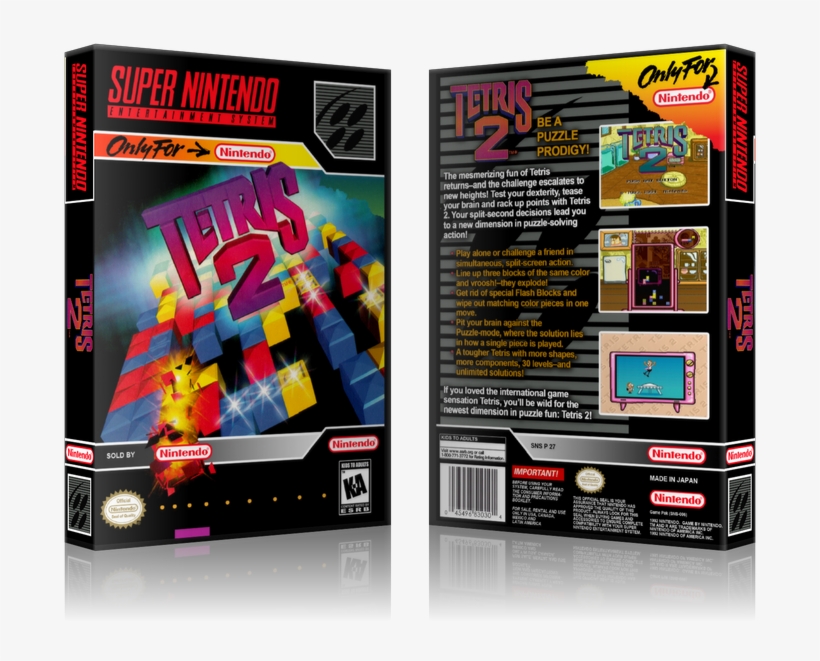 Tetris 2 Replacement Nintendo Snes Game Case Or Cover, transparent png #6944052