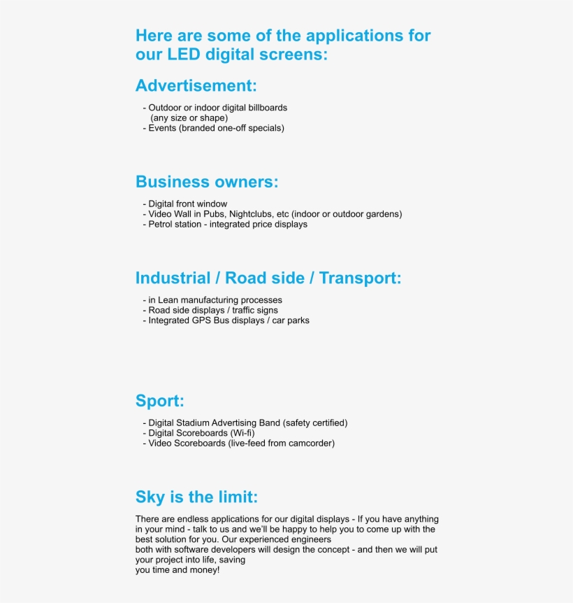 Here Are Some Of The Applications For Our Led Digital, transparent png #6950788