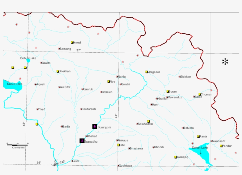 Map Of Iraq Showing The Studying Sites On Greater Zab, transparent png #6952988