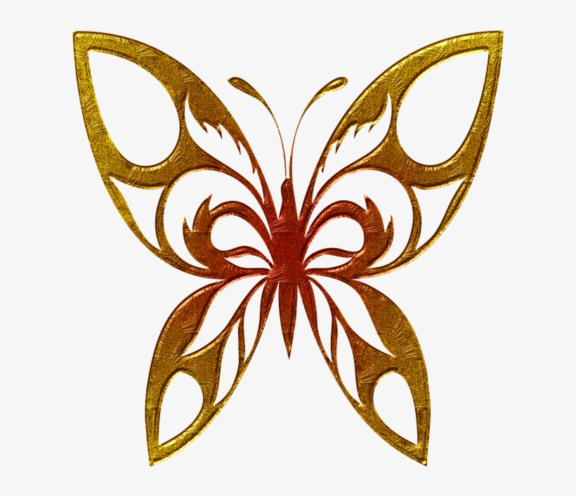 Butterfly, Abstract, Gold Embossed, Beautiful, Png, transparent png #6956296