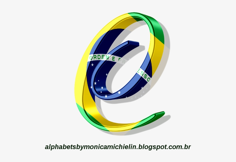 Bandeira Do Brasil Estilizada Nas Letras Do Alfabeto, transparent png #6960651