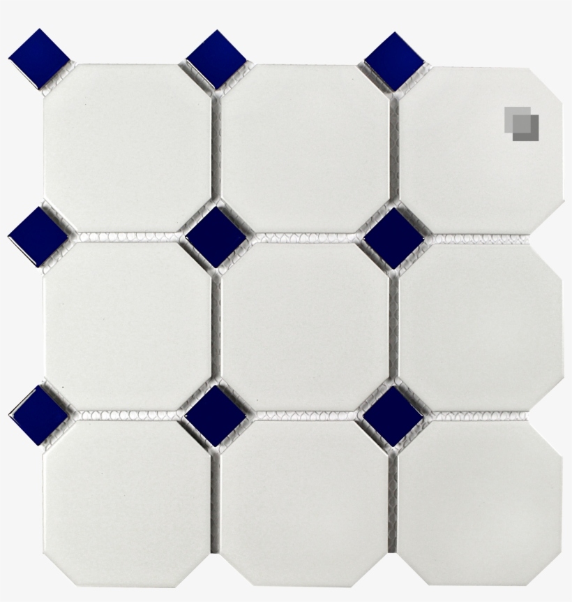 Octagon Mosaic White Dull With Blue Inlays 9,5x9,5, transparent png #6964312