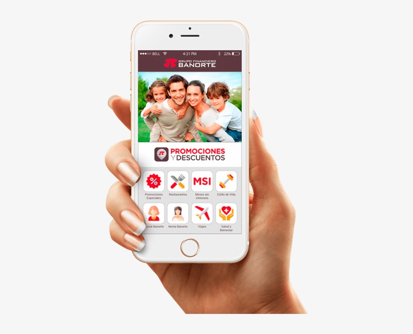 Mano Con Iphone 6 Y App Banorrte, transparent png #6964808