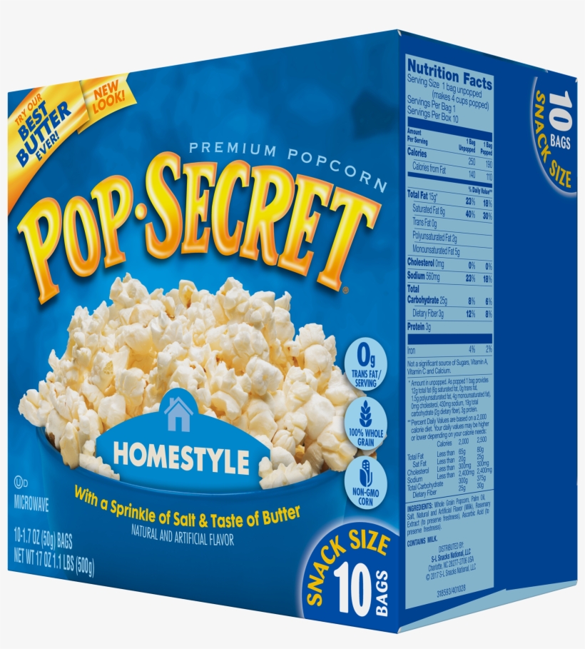 Pop Secret Homestyle Microwave Popcorn, Snack Size, transparent png #6968357