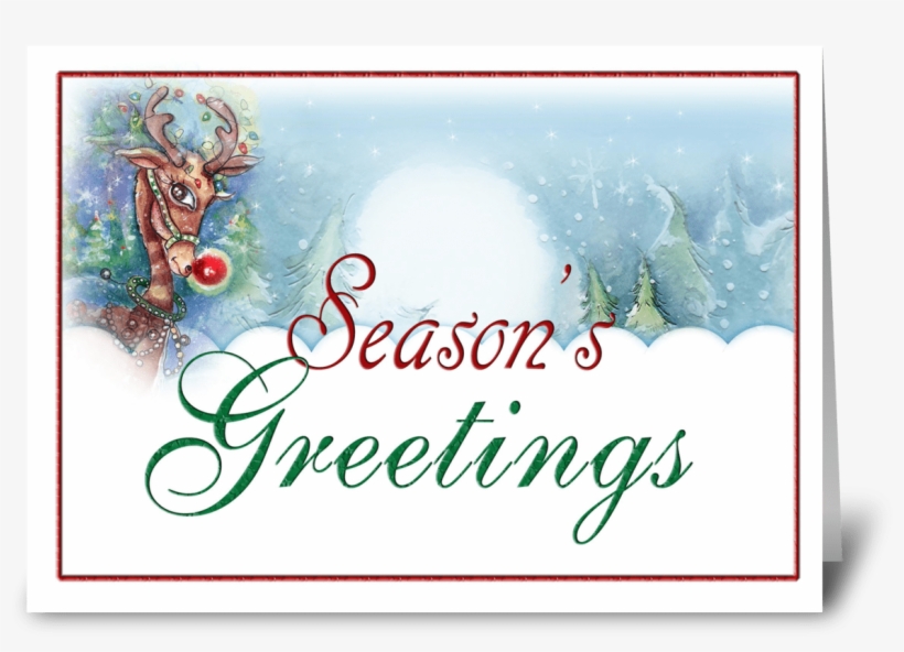 Season's Greetings Reindeer Greeting Card, transparent png #6982465
