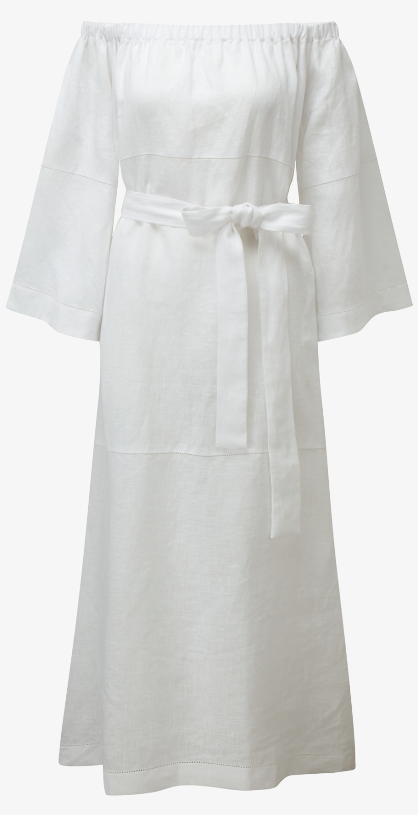 Off Shoulder Dress White Linen Front V=1487216222, transparent png #6984606