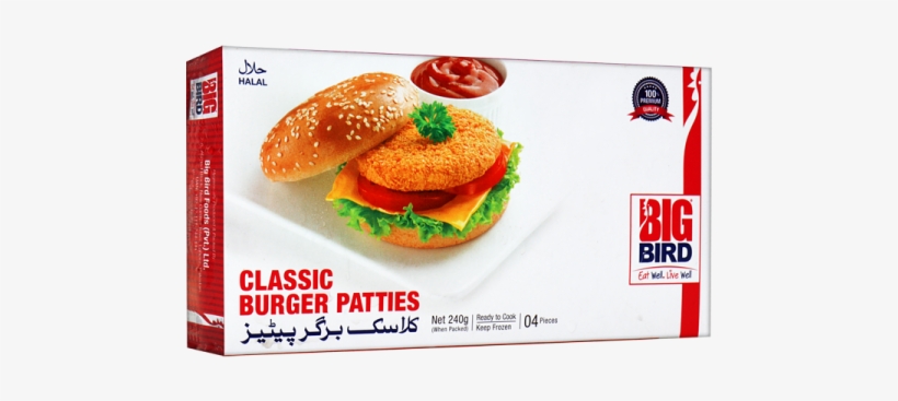 Big Bird Classic Burger Patties 240g, transparent png #6987057