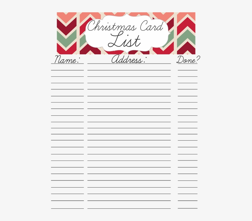Free Christmas Card List Printable, transparent png #6996233