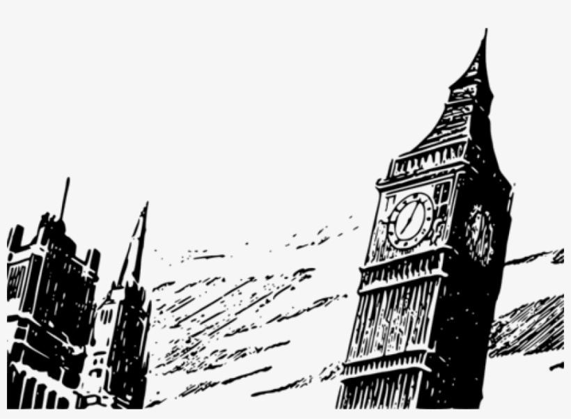 Big Ben Palace Of Westminster Clock Tower Landmark - Palace Of Westminster And Big Ben En Blanco Y Negro, transparent png #70006