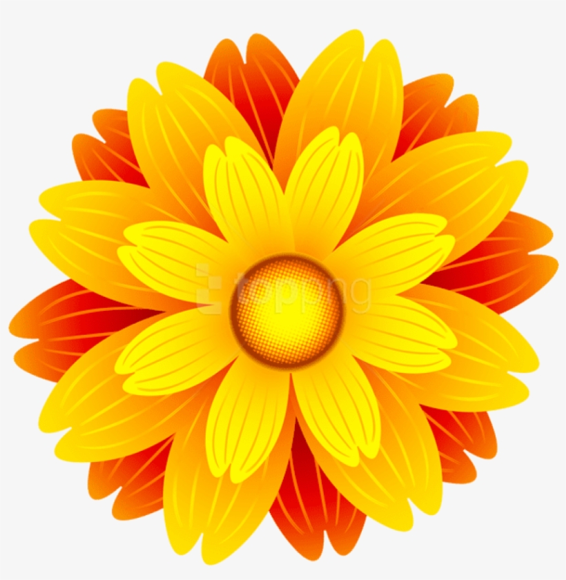 Orange Flower Png Transparent Clip Art Image - Flower Clipart Png, transparent png #70206