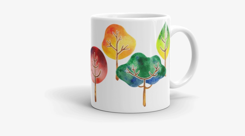 Trees Mug, Watercolor Mug, Coffee And Tea Mug, Nature - Mug, transparent png #70637