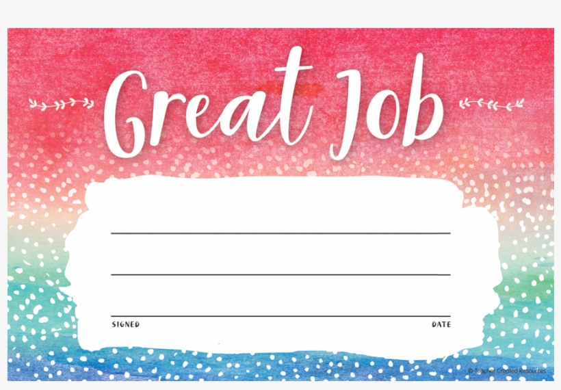 Tcr4758 Watercolor Great Job Awards Image - Writing, transparent png #72053