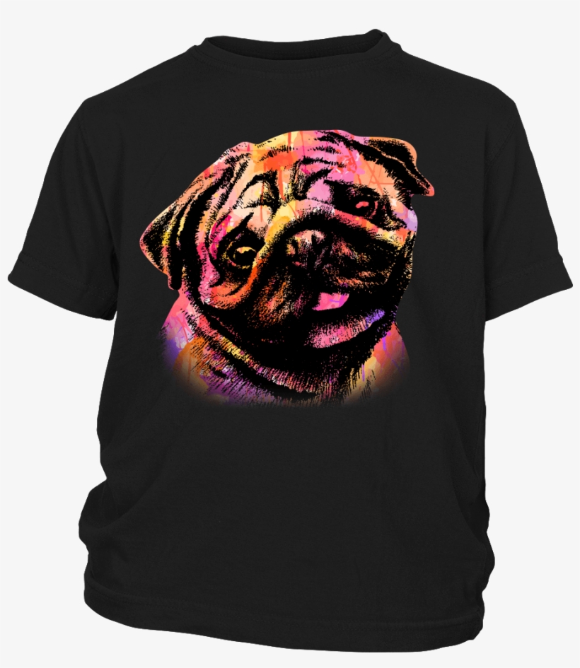 Watercolor Pug Kids T-shirt - I'm Sassy Like My Aunt - Youth Shirt, transparent png #72445