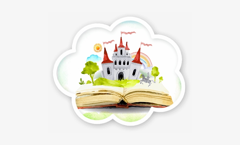 Watercolor Open Book With A Castle Background - Wedding Congratulations, And They Lived Happily Ever, transparent png #72699