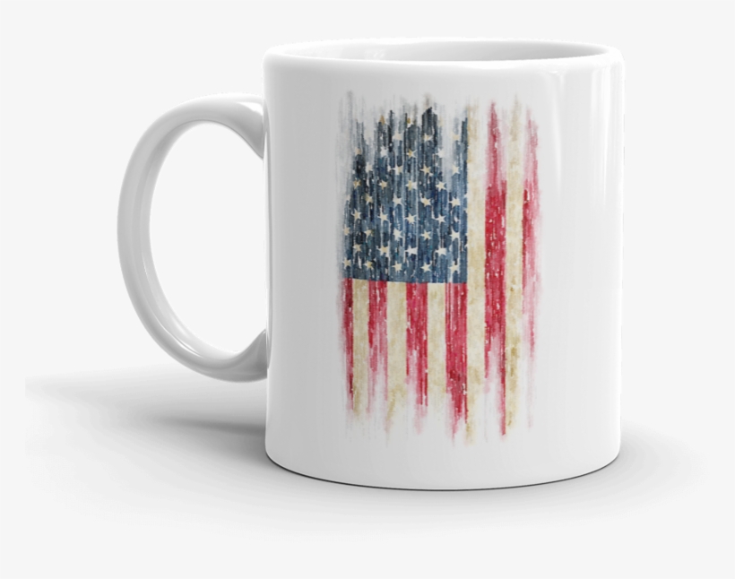 Grunge Print Of American Flag On White Coffee Mug - God's Last Call To America: Pray America Pray, transparent png #72808