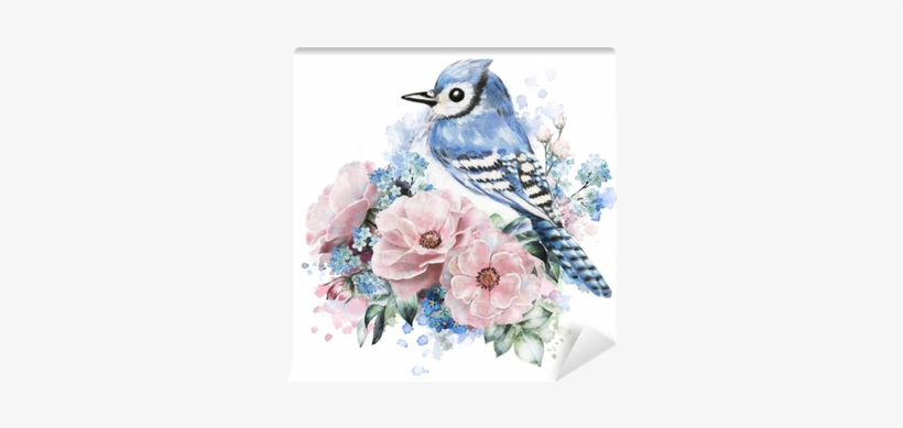 Bluejay Drawing Watercolor Graphic Black And White - Spash Of Flowers Watercolor, transparent png #73035