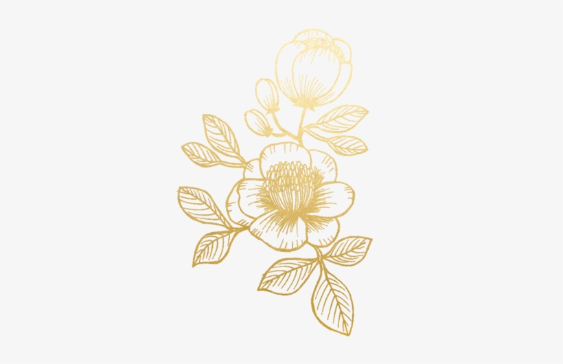 Gold Floral Temporary Tattoo Set - Gold Flower Png, transparent png #73445