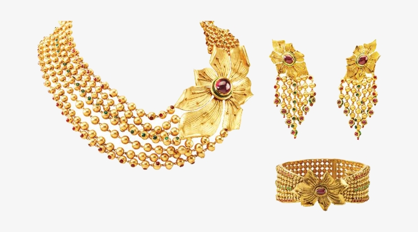 Indian Jewellery Png Mart - Azva Bridal Gold Necklace, transparent png #73488