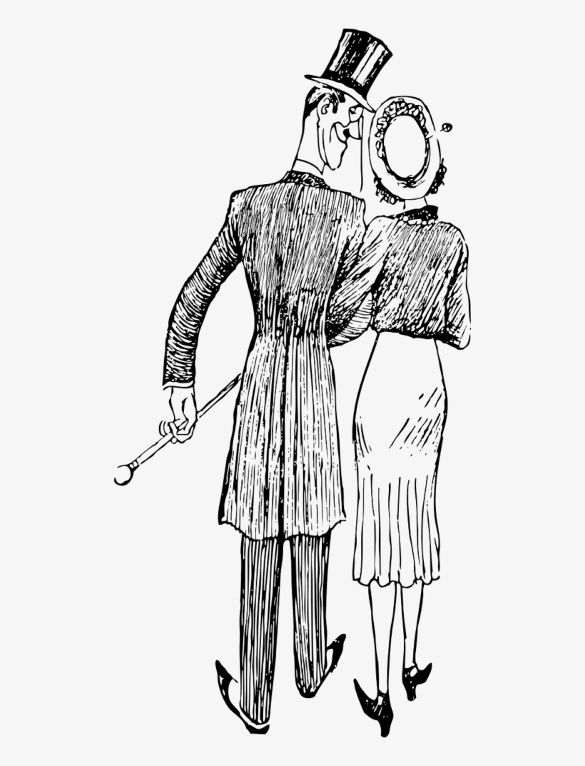 Free Vector Couple Walking Away Clip Art - Couple Walking Away Illustration, transparent png #74441
