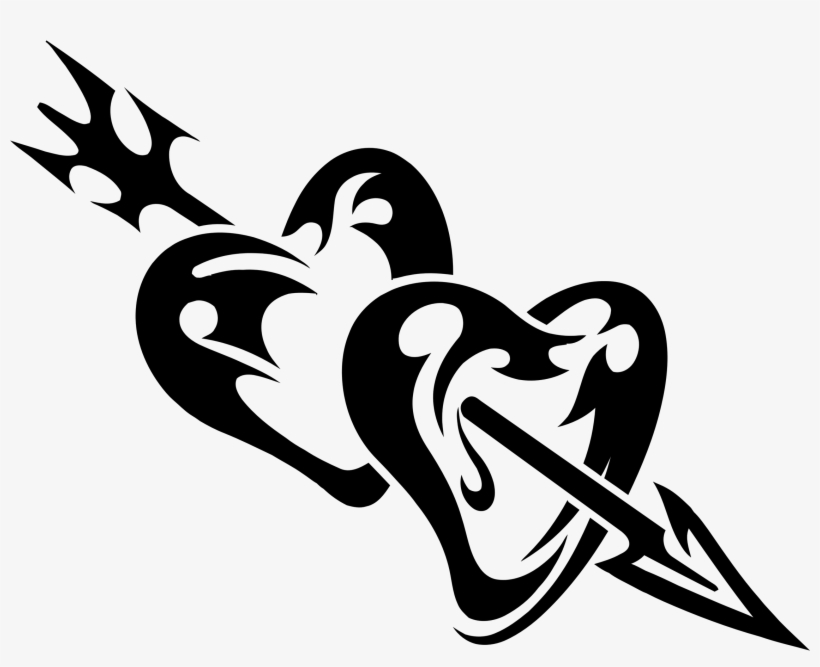 Arrow Piercing Two Tribal Hearts Icons Png - Tribal Hearts Png, transparent png #75252