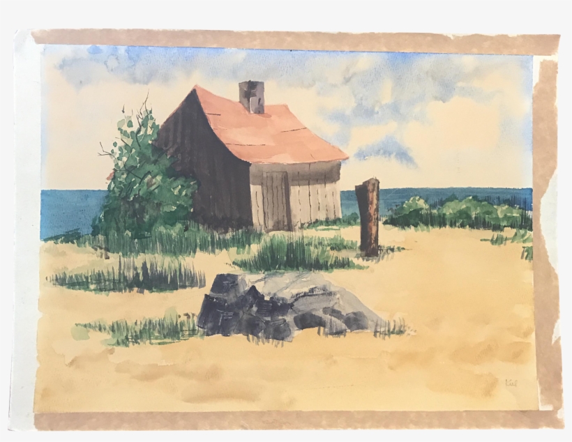 House Watercolor Painting Chairish - Beach House Watercolor Paintings, transparent png #76344