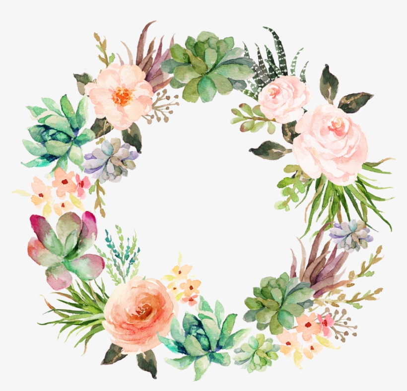 Download Wedding Invitation Paper Watercolor Painting Wreath Watercolor Succulents With Flowers Free Transparent Png Download Pngkey