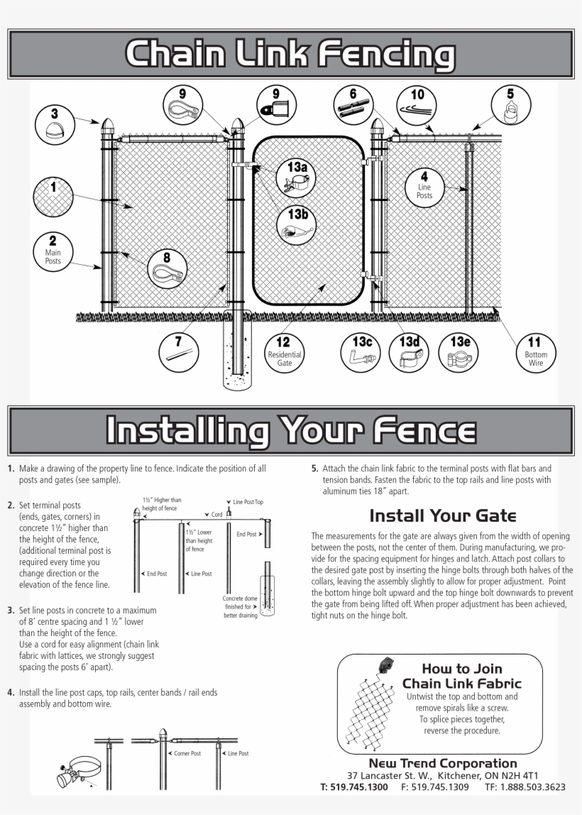 Click To Download Chainlink Installation Instructions - New Trend Fencing, transparent png #77349