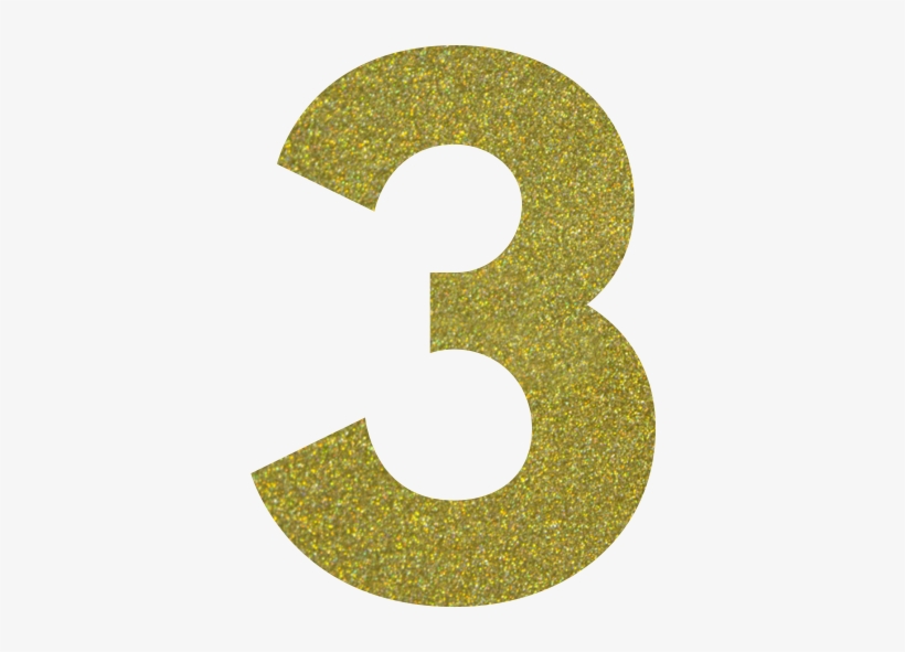 Confetti Gold - Gold Glitter Number 3, transparent png #78463