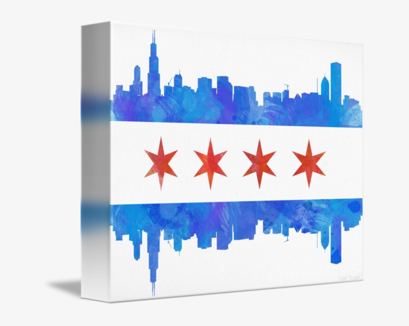 Chicago Flag Watercolor By Michael Maher Banner Royalty - Chicago, transparent png #78802