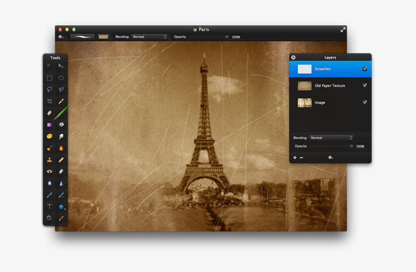 Next, Download And Add The Scratches Image From The - Eiffel Tower, transparent png #79121